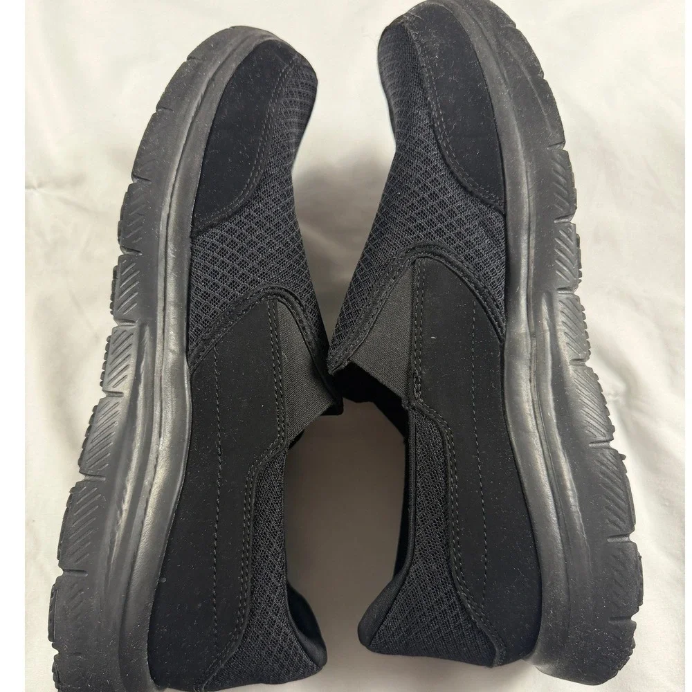 Skechers Work Relaxed Fit Mens Black Slip On Slip Resistant‎ Memory Foam Shoes